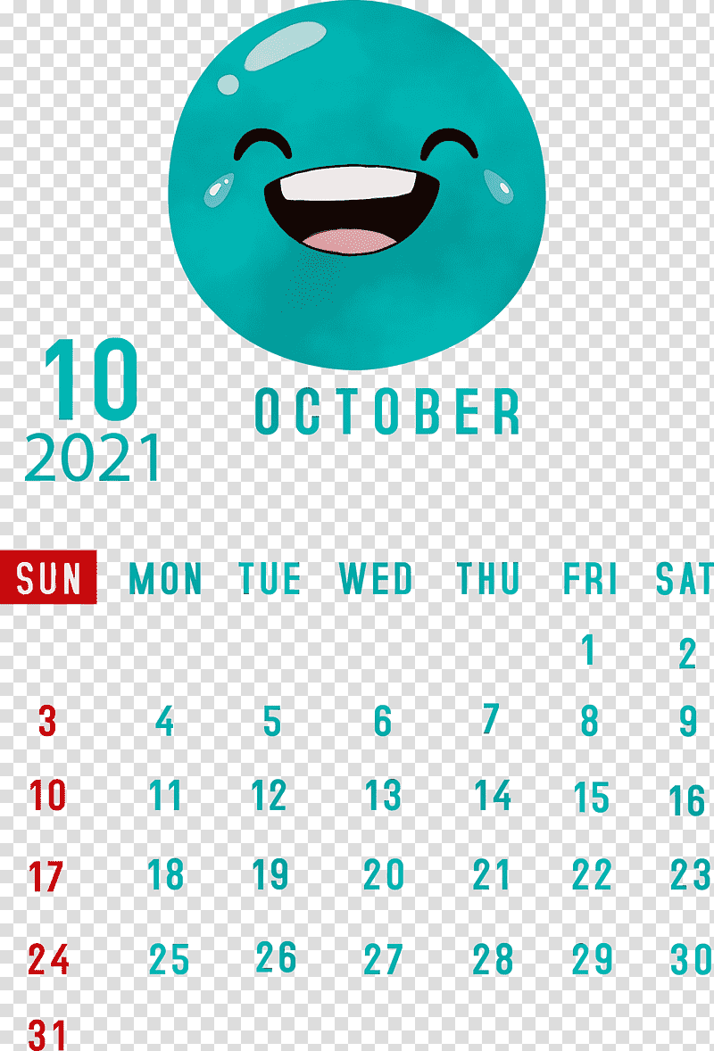 aqua m green font icon line, October 2021 Printable Calendar, Watercolor, Paint, Wet Ink, Meter, Microsoft Azure transparent background PNG clipart