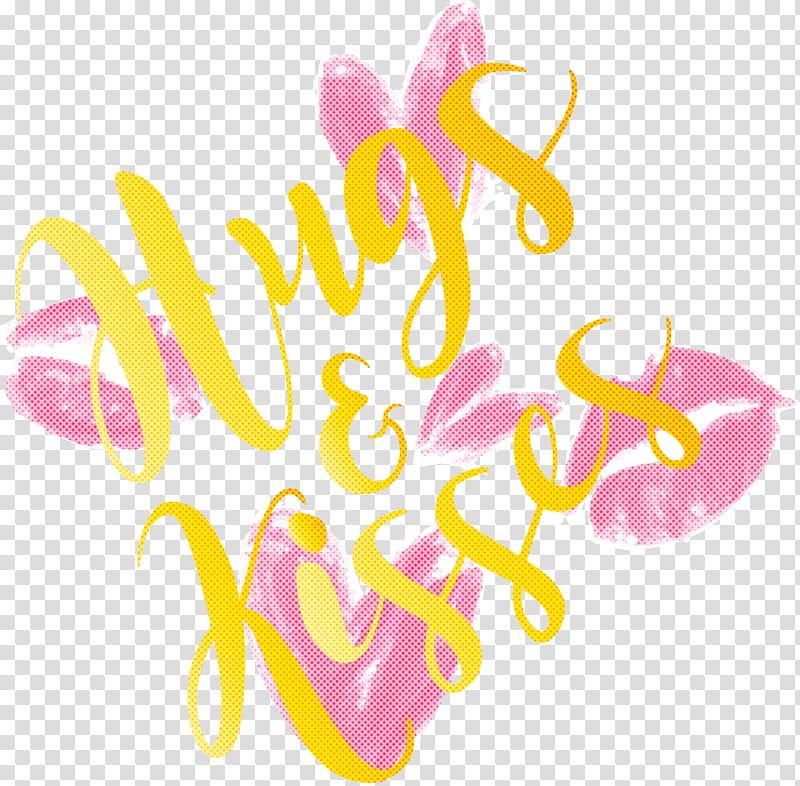 valentines day hugs and kisses, Pink, Yellow transparent background PNG clipart