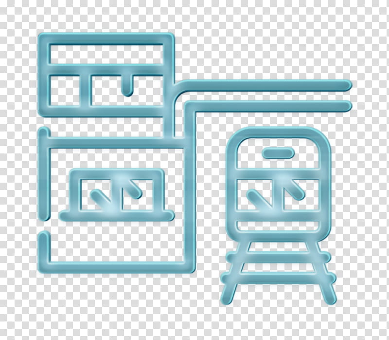 Subway icon Building icon Train station icon, Text, Line, Turquoise, Logo transparent background PNG clipart