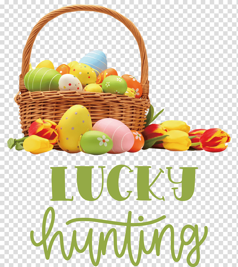 Lucky Hunting Happy Easter Easter Day, Easter Bunny, Easter Basket, Easter Egg, Egg Hunt, Gift Basket, Resurrection Of Jesus transparent background PNG clipart