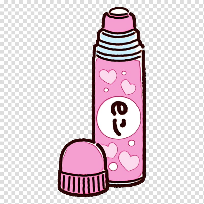 Baby bottle, School Supplies, Watercolor, Paint, Wet Ink, Pink, Water Bottle, Home Accessories transparent background PNG clipart