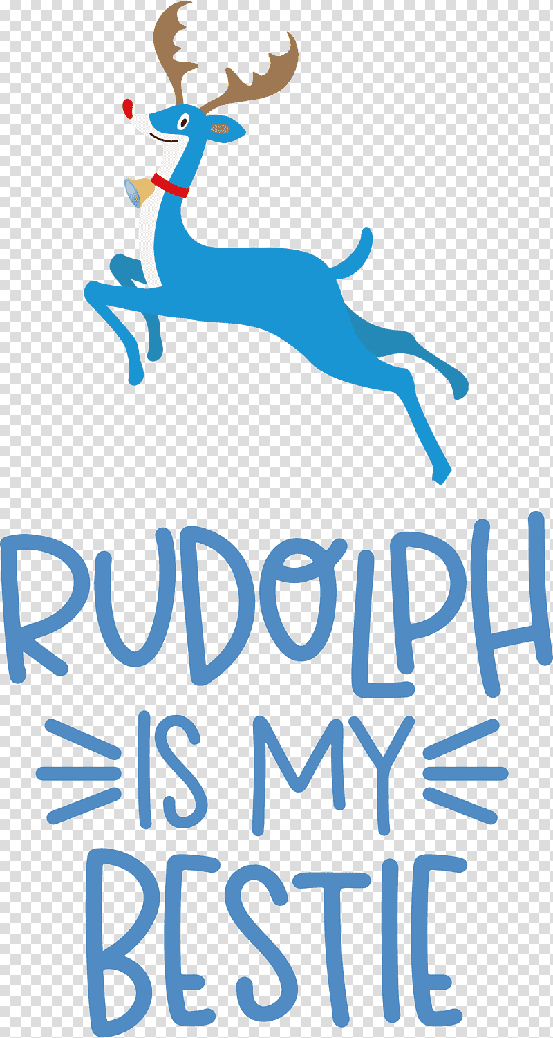 Rudolph is my bestie Rudolph Deer, Christmas , Logo, Meter, Happiness, Joint transparent background PNG clipart