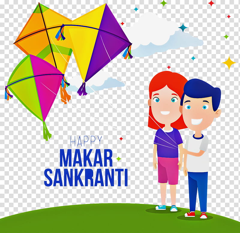 Makar Sankranti Magha Mela, Maghi, Bhogi, Line, Cartoon, Child, Sharing, Kite transparent background PNG clipart