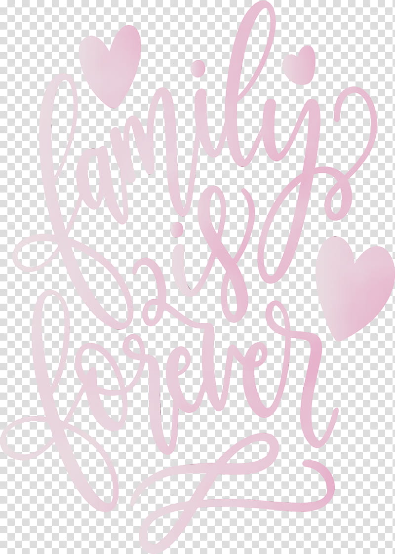 pink text heart font love, Family Day, Family Is Forever, Watercolor, Paint, Wet Ink transparent background PNG clipart