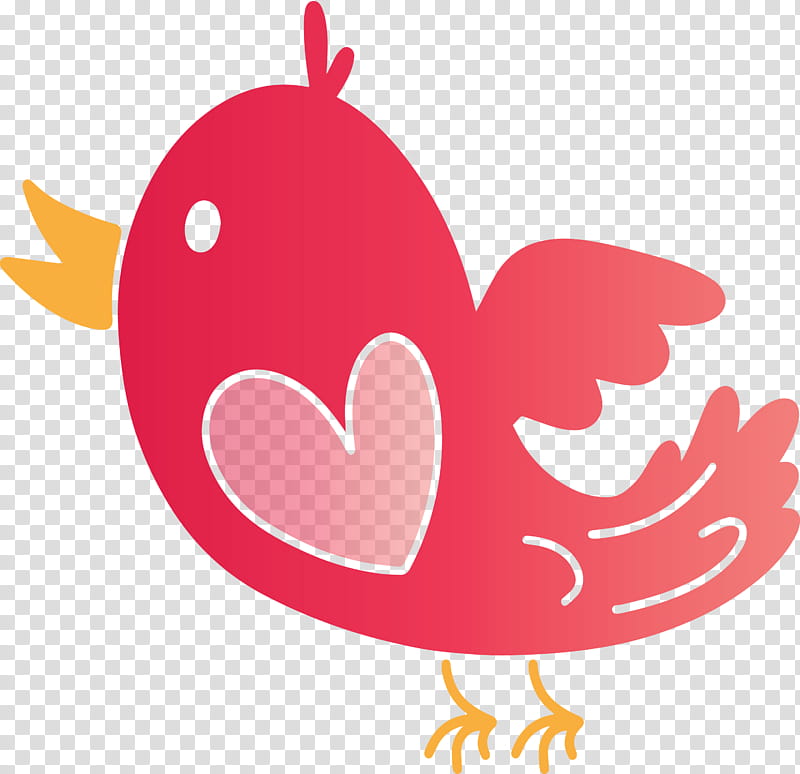 pink heart love wing, Cute Bird, Cartoon Bird transparent background PNG clipart