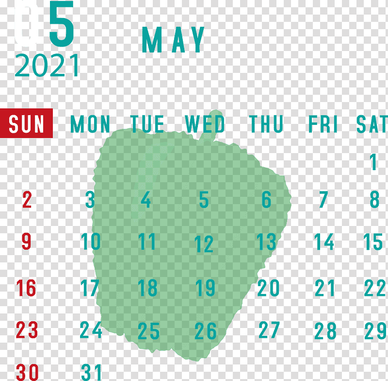 May 2021 Printable Calendar May 2021 Calendar, Logo, Aqua M, Green, Diagram, Meter, Line transparent background PNG clipart