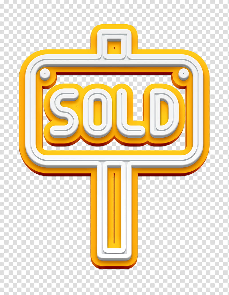 Sold icon Real Estate icon, Logo, Yellow, Line, Number, Text, Mathematics transparent background PNG clipart