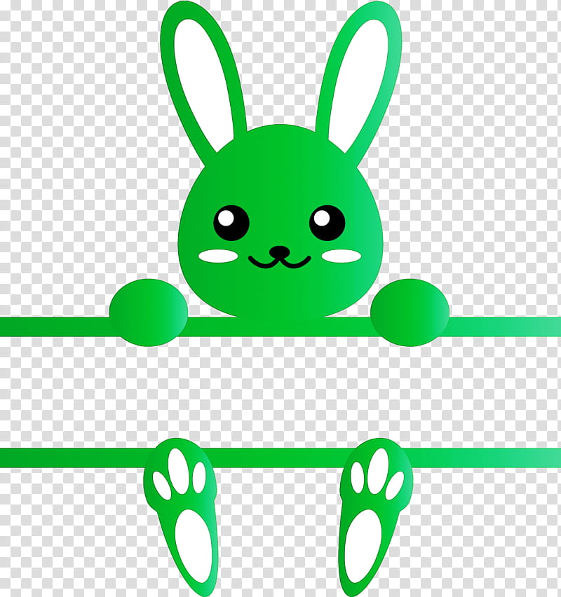 Bunny Frame Easter Day, Green, Line, Yellow, Cartoon, Happy, Smile, Symbol transparent background PNG clipart