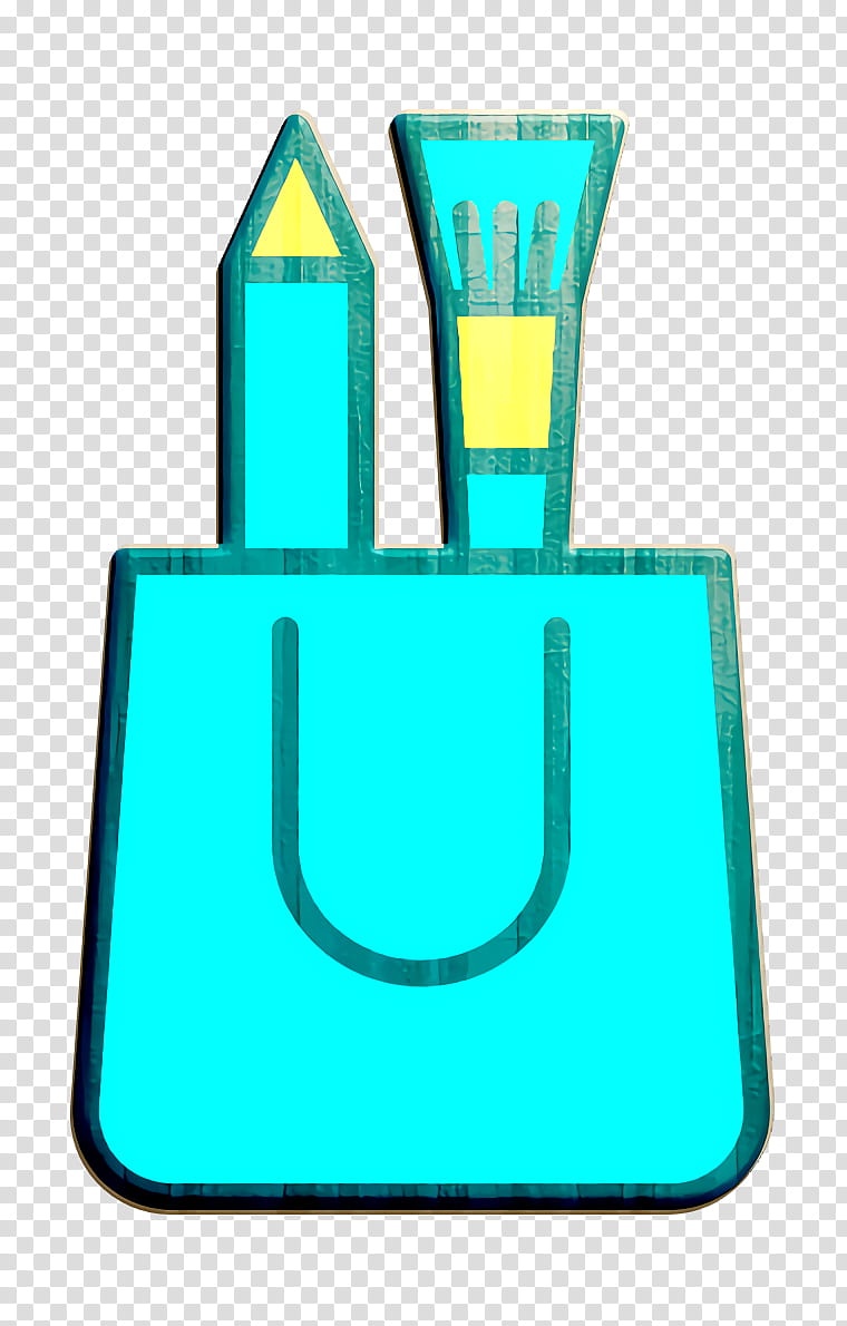 Art and design icon Shopping bag icon Creative icon, Turquoise, Aqua, Line transparent background PNG clipart