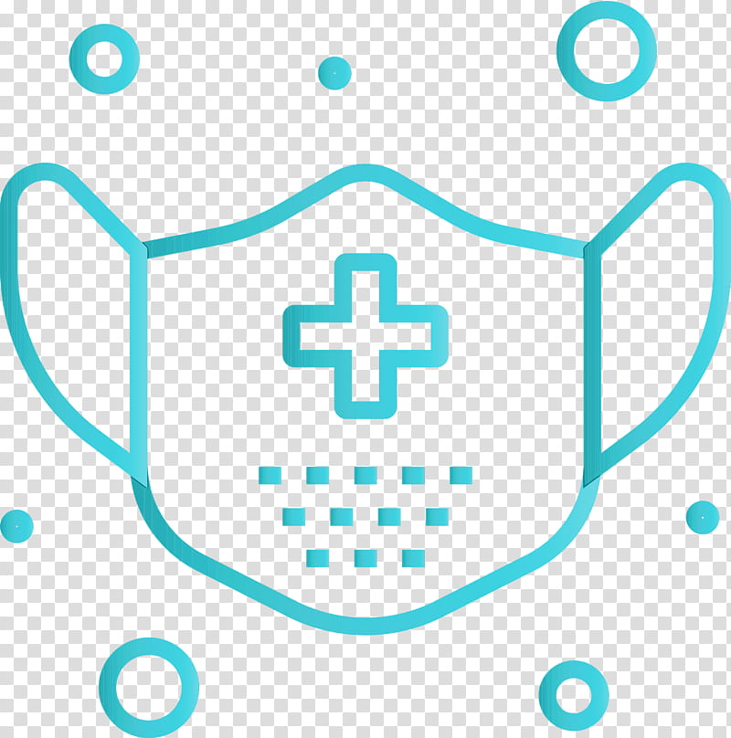 line aqua turquoise circle symbol, Surgical Mask, Coronavirus, COVID, Watercolor, Paint, Wet Ink, Logo transparent background PNG clipart