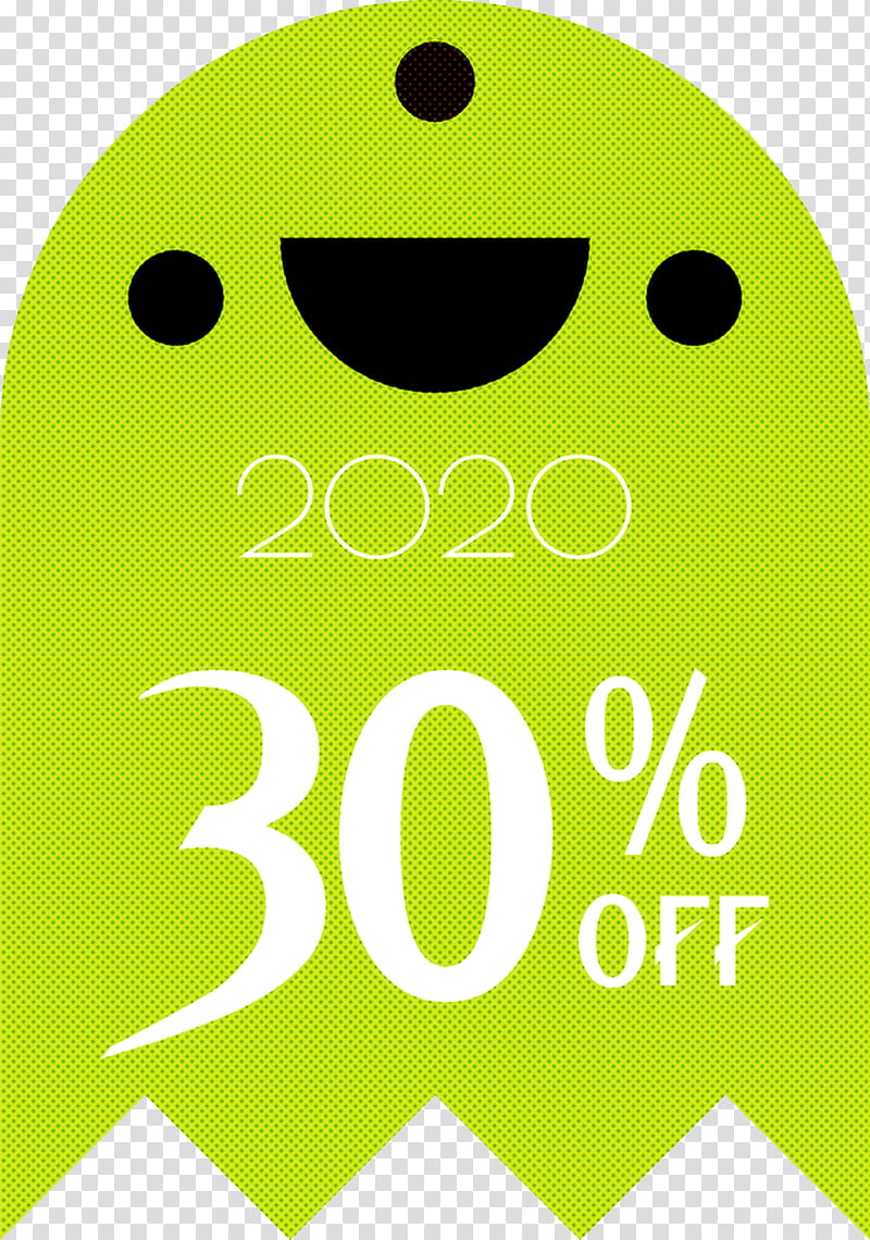 Halloween Discount 30% Off, 30 Off, Smiley, Green, Meter, Line, Area transparent background PNG clipart