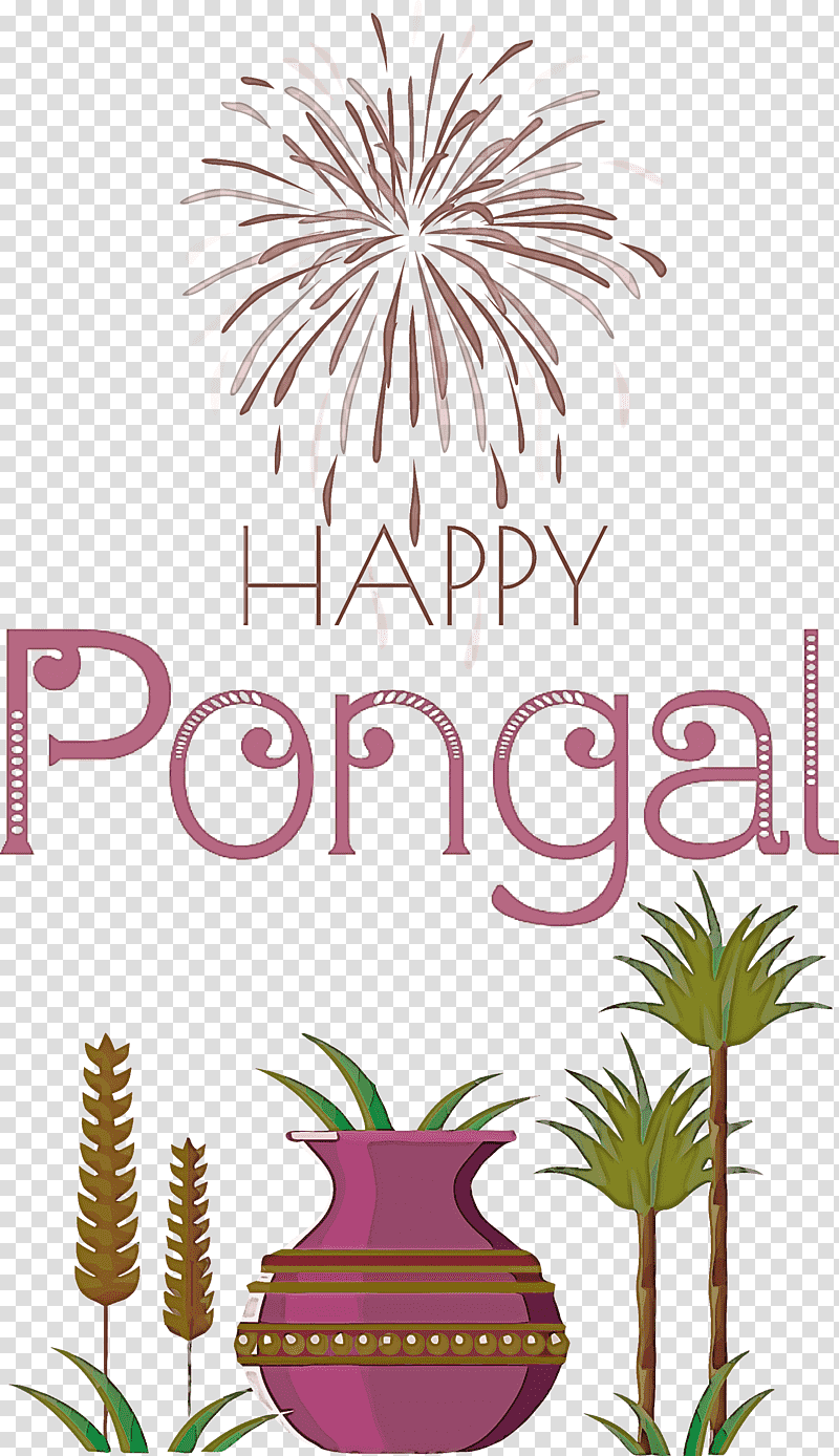 Pongal Happy Pongal, Palm Trees, Flower, Arts, Festival, Meter, Fireworks transparent background PNG clipart