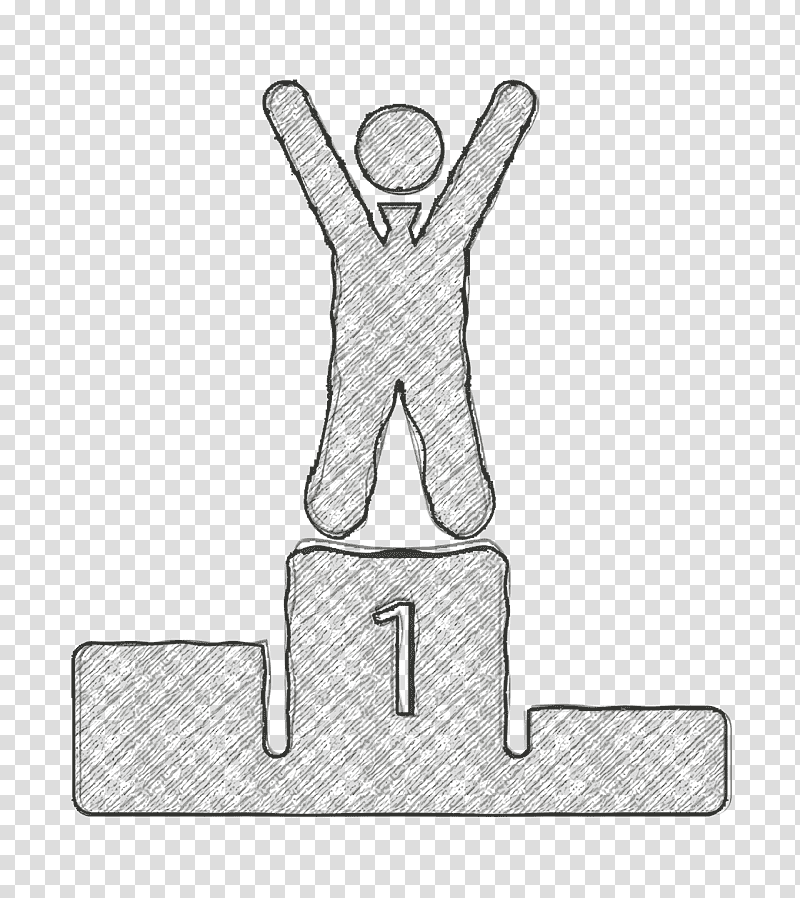 Workers icon Winner celebrating on podium icon Podium icon, Black And White
, Symbol, Joint, Chemical Symbol, Meter, Line transparent background PNG clipart