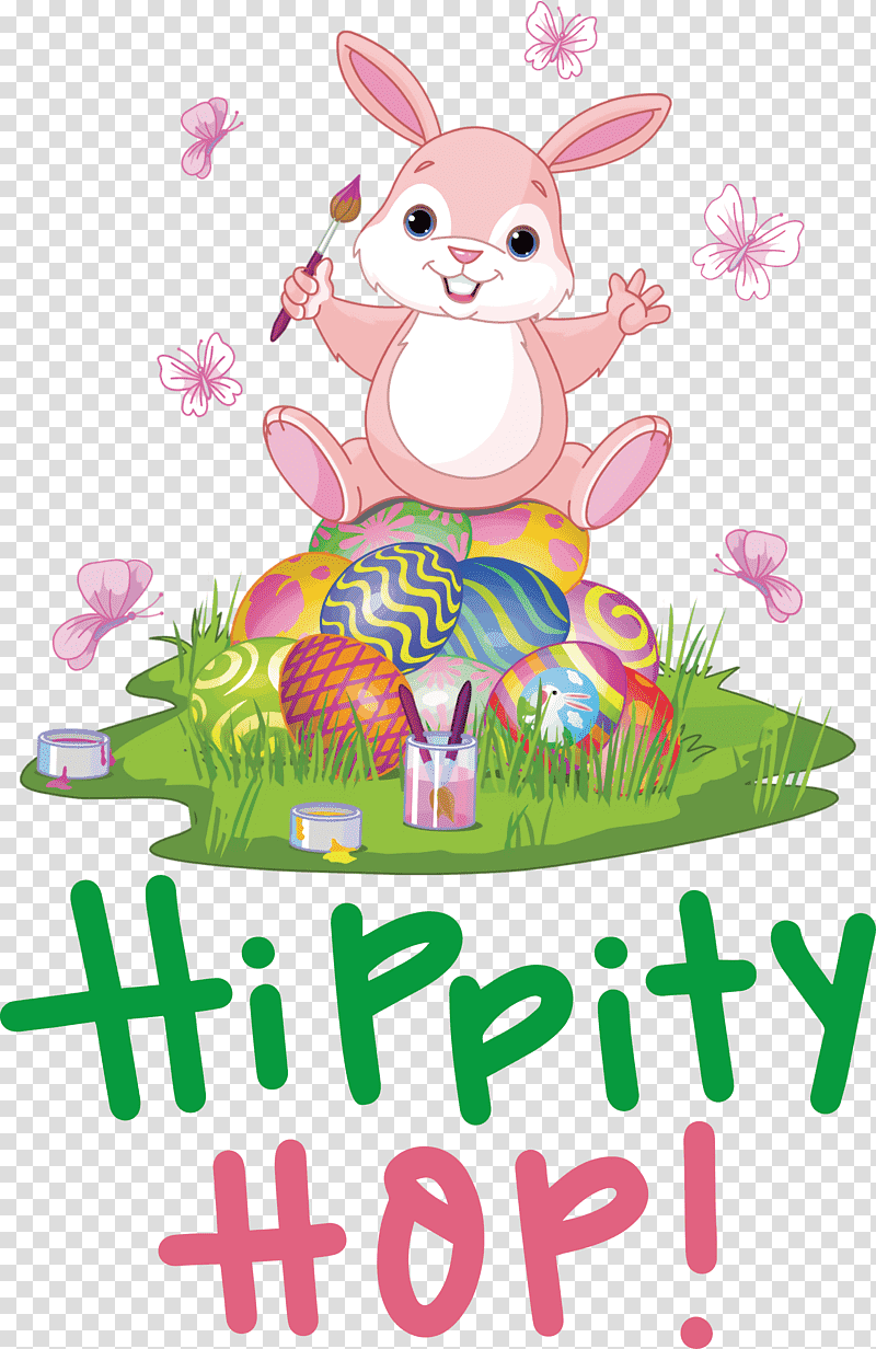 Happy Easter Hippity Hop, Easter Bunny, Easter Egg, Rabbit, Hare, Egg Hunt, European Rabbit transparent background PNG clipart