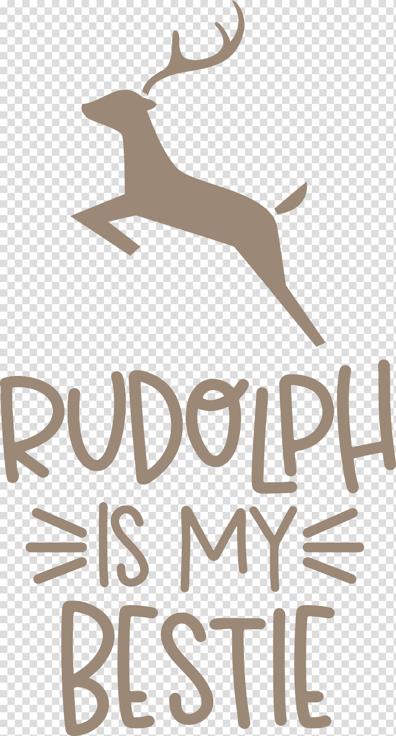 Rudolph is my bestie Rudolph Deer, Christmas , Logo, Black And White M, Text, Line, Joint transparent background PNG clipart