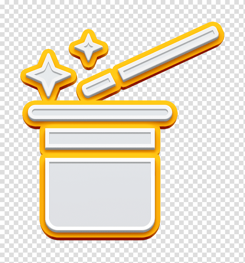 Magician hat and magic wand icon entertainment icon Magic icon, Park Icon, Yellow, Meter, Line, Mathematics, Geometry transparent background PNG clipart