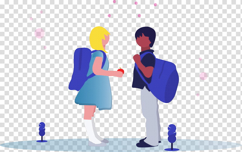 back to school student boy, Girl, Interaction, Cartoon, Conversation, Gesture, Holding Hands, Animation transparent background PNG clipart