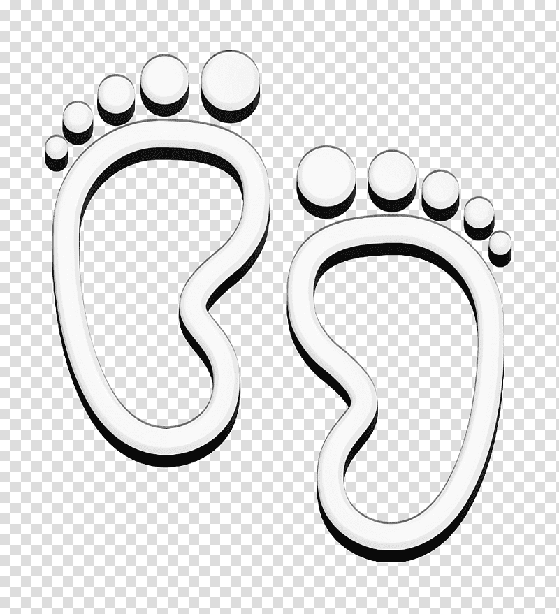 Baby footprints icon shapes icon Baby Pack 1 icon, Foot Icon, Black And White
, Silver, Meter, Number, Jewellery transparent background PNG clipart