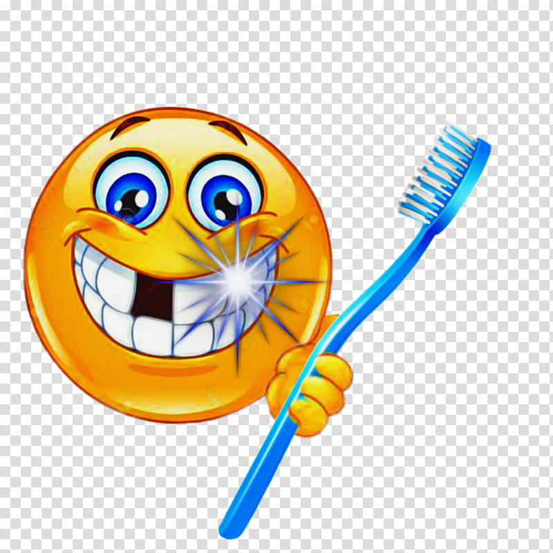 Emoticon, Toothbrush, Smiley, Tooth Brushing, Yellow transparent background PNG clipart