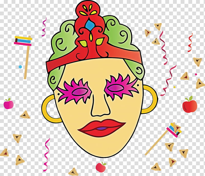 Purim Jewish Holiday, Face, Head, Cheek, Nose, Magenta, Smile transparent background PNG clipart