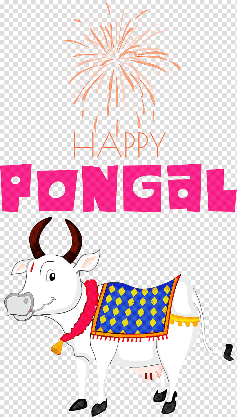 Pongal Happy Pongal, Goat, Ox, Dairy Cattle, Live, Bull, Cartoon transparent background PNG clipart