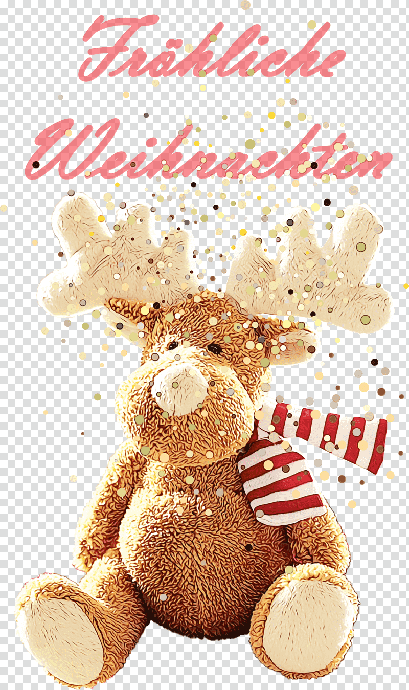 Teddy bear, Frohliche Weihnachten, Merry Christmas, Watercolor, Paint, Wet Ink, Bears transparent background PNG clipart