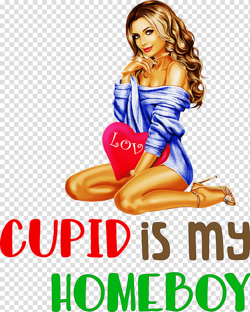 Cupid Is My Homeboy Cupid Valentine, Valentines, Cartoon, Animation, Pinup Girl, Poster, View Card transparent background PNG clipart