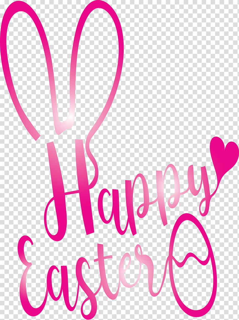 Happy easter with bunny ears, Text, Pink, Heart, Love, Magenta, Sticker transparent background PNG clipart