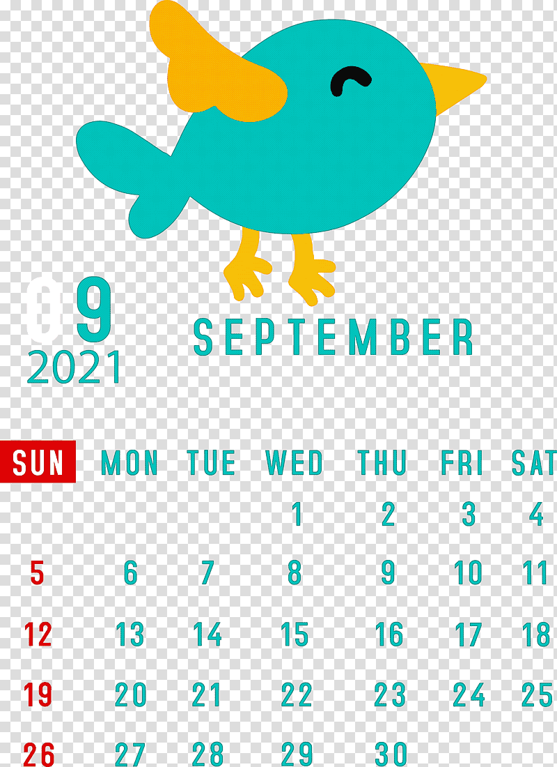 September 2021 Printable Calendar September 2021 Calendar, Logo, Yellow, Meter, Beak, Line, Happiness transparent background PNG clipart