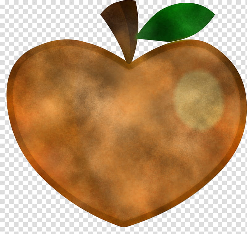 leaf heart apple fruit brown, Plant, Tree, Metal, Malus, Rose Family, Food transparent background PNG clipart