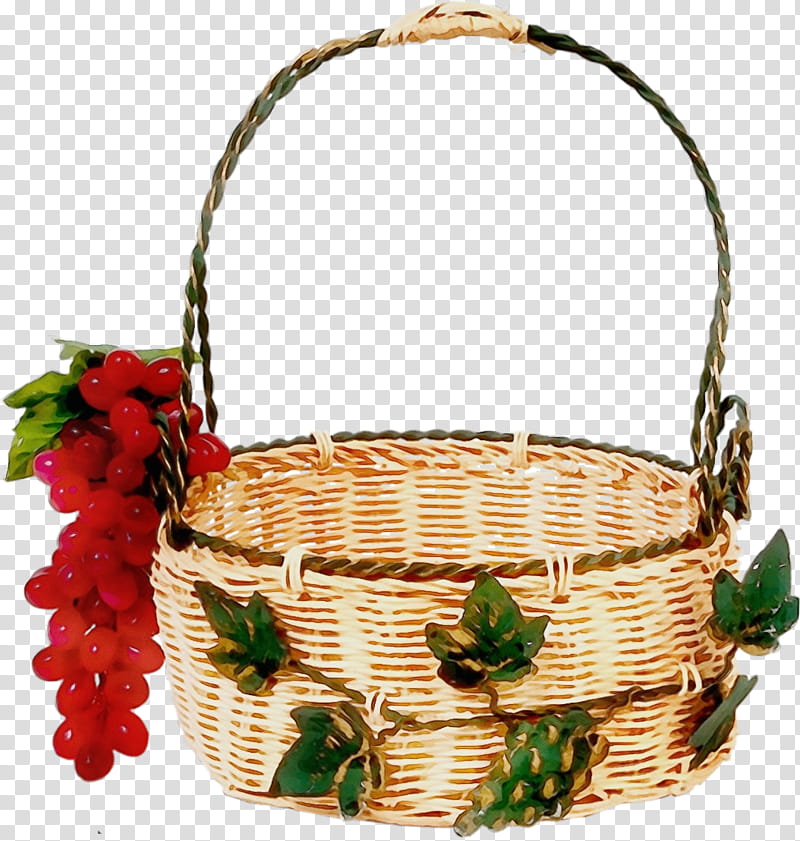 basket storage basket wicker picnic basket gift basket, Watercolor, Paint, Wet Ink, Flower Girl Basket, Hamper, Home Accessories, Present transparent background PNG clipart