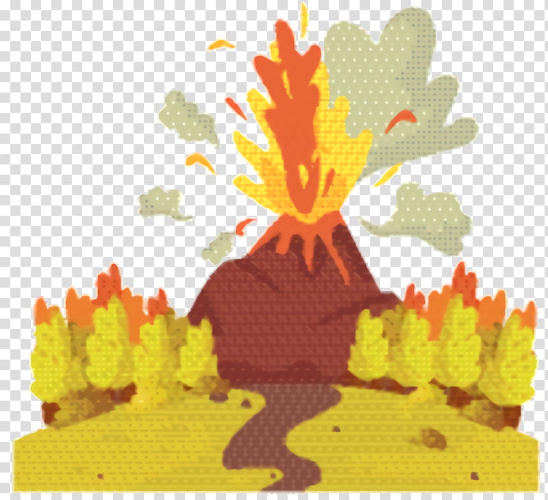 Cartoon Nature, Natural Disaster, Volcano, Tsunami, Vulcanian Eruption, Yellow, Leaf, Tree transparent background PNG clipart