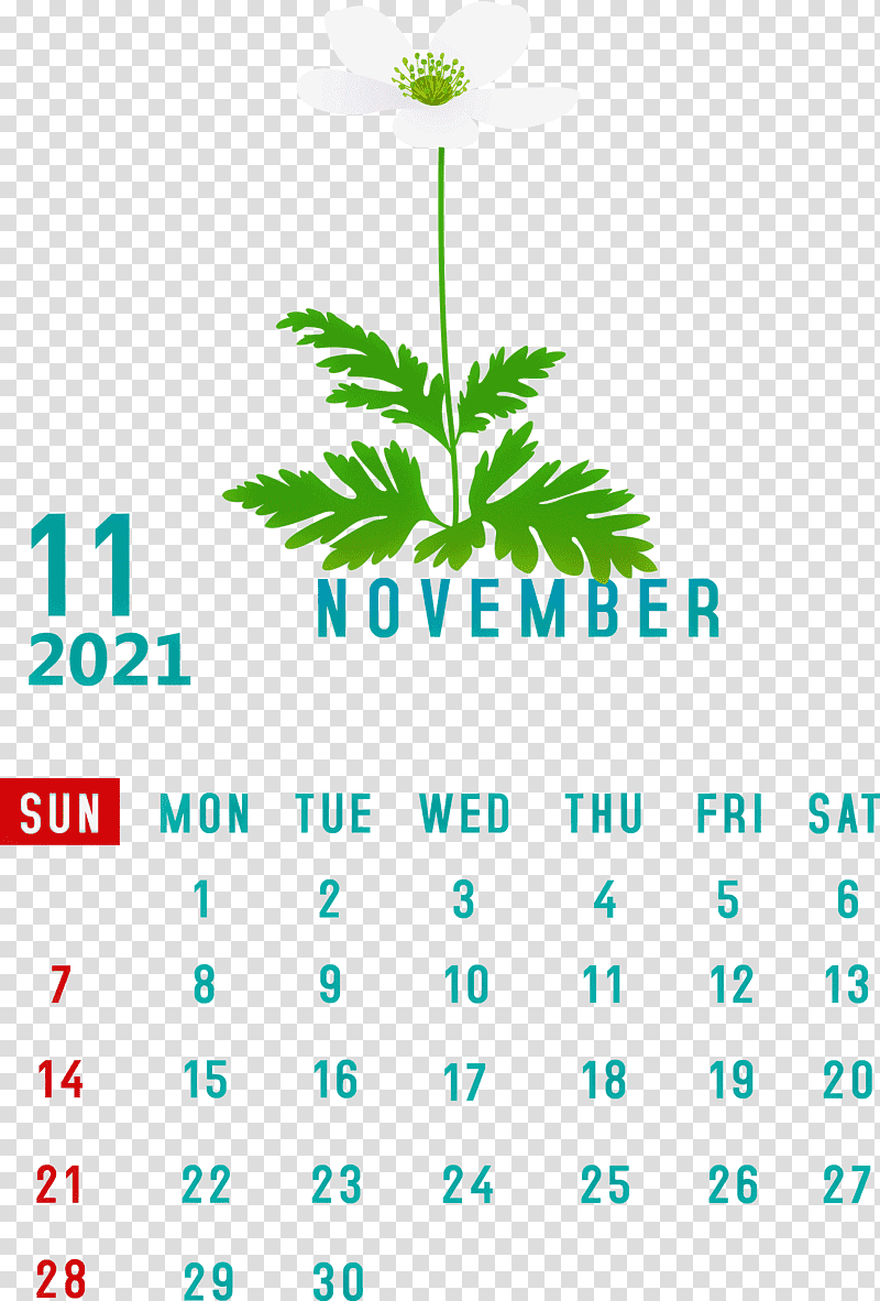 November 2021 Calendar November 2021 Printable Calendar, Htc Hero, Leaf, Plant Stem, Tree, Meter, Flower transparent background PNG clipart