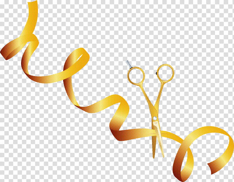 Grand Openings Clipart Transparent Background, Gold Scissor Cut