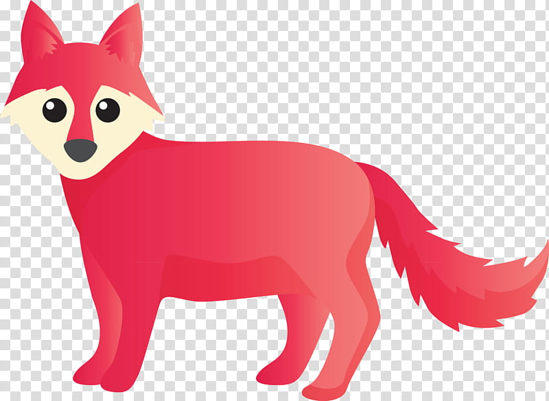 pink red cartoon animal figure tail, Watercolor Fox, Snout, Animation, RED Fox, Whiskers transparent background PNG clipart