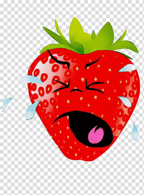 Strawberry, Watercolor, Paint, Wet Ink, Fruit, Cartoon, Face transparent background PNG clipart