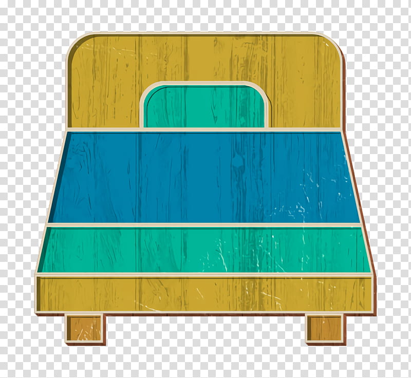 Bed icon Interiors icon, Green, Turquoise, Yellow, Furniture, Rectangle, Table transparent background PNG clipart