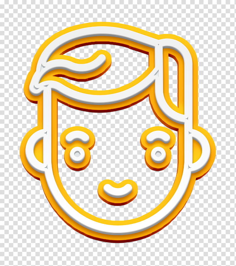 Boy Smiling icon People faces icon Face icon, People Icon, Smiley, Emoticon, Yellow, Text, Line, Cartoon transparent background PNG clipart