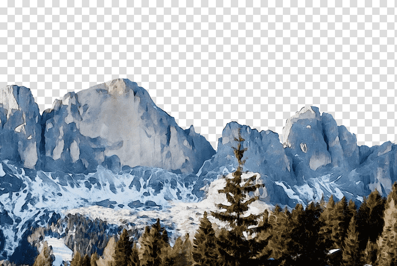 mountain range mount scenery terrain massif mountain, Watercolor, Paint, Wet Ink, National Park, Tree, Glacier transparent background PNG clipart