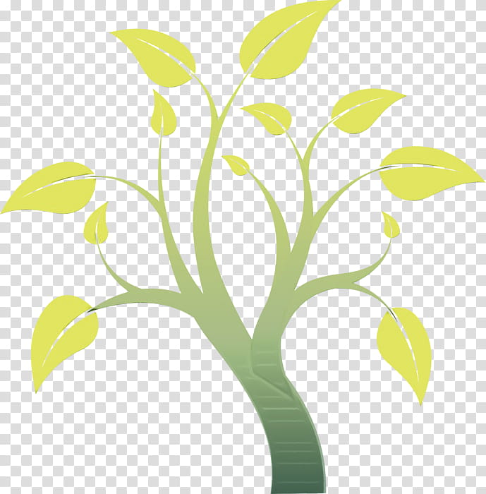green leaf yellow plant flower, Watercolor, Paint, Wet Ink, Plant Stem, Grass, Pedicel, Alismatales transparent background PNG clipart