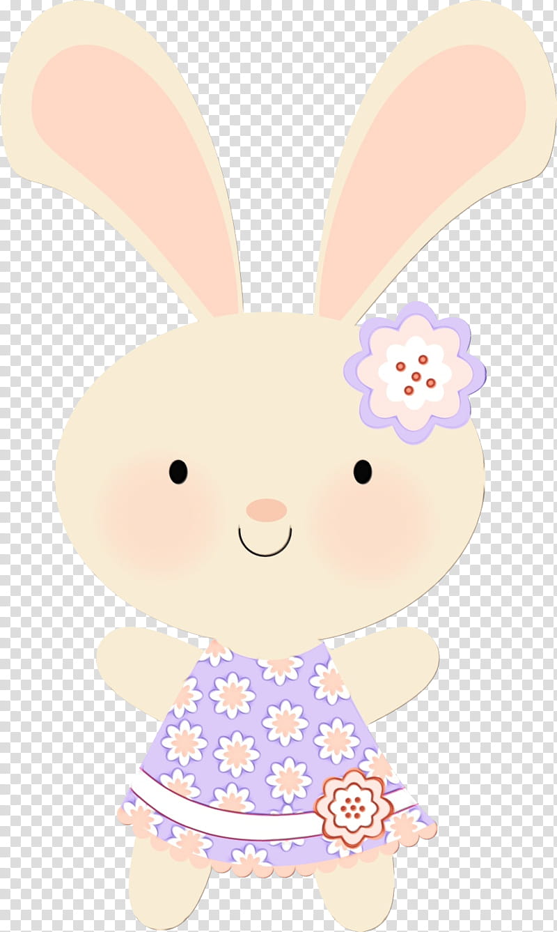 Easter bunny, Watercolor, Paint, Wet Ink, Cartoon, Pink, Rabbit, Ear transparent background PNG clipart