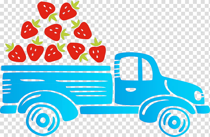 Strawberry Truck Autumn Fruit, Watercolor Painting, Logo, Pixel Art, Line Art, Drawing transparent background PNG clipart