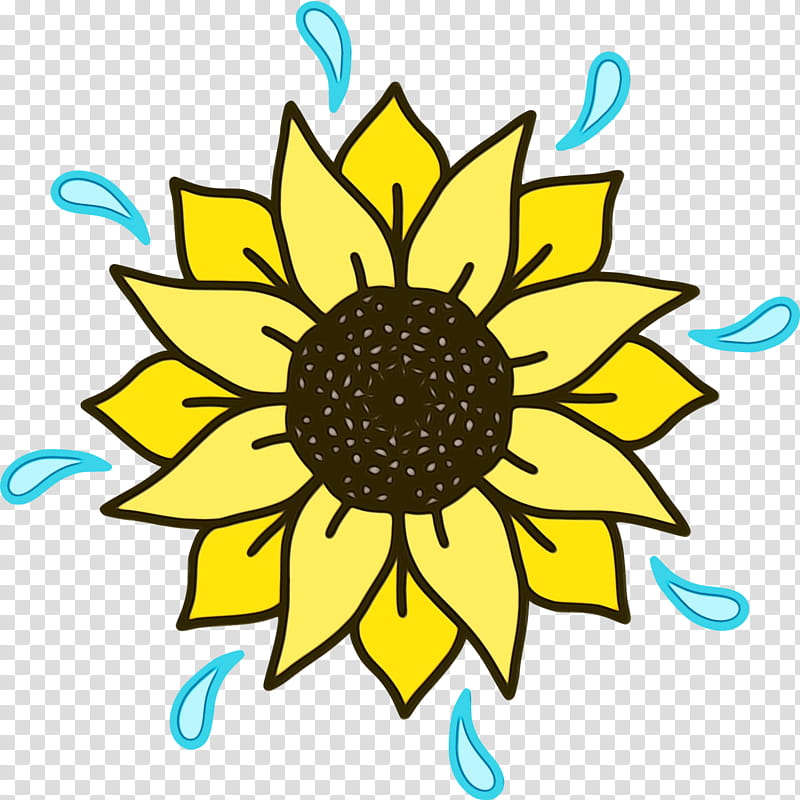Floral design, Watercolor, Paint, Wet Ink, Common Sunflower, Cut Flowers, Black White M, Plant Stem transparent background PNG clipart