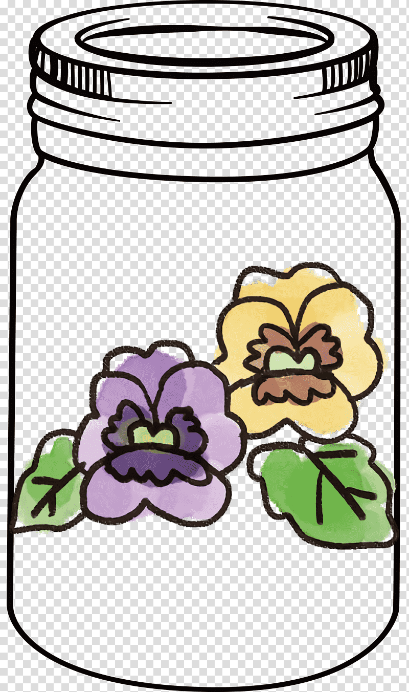 MASON JAR, Cartoon, Drawing, Yellow, Traditionally Animated Film, Flower, Cut Flowers transparent background PNG clipart