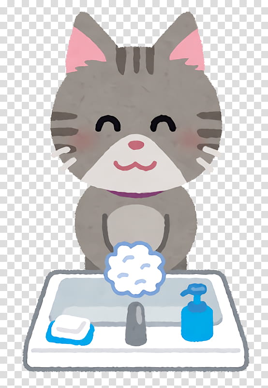 washing hands wash hands, Cartoon, Cat, Whiskers, Kitten, Small To Mediumsized Cats, Tail transparent background PNG clipart