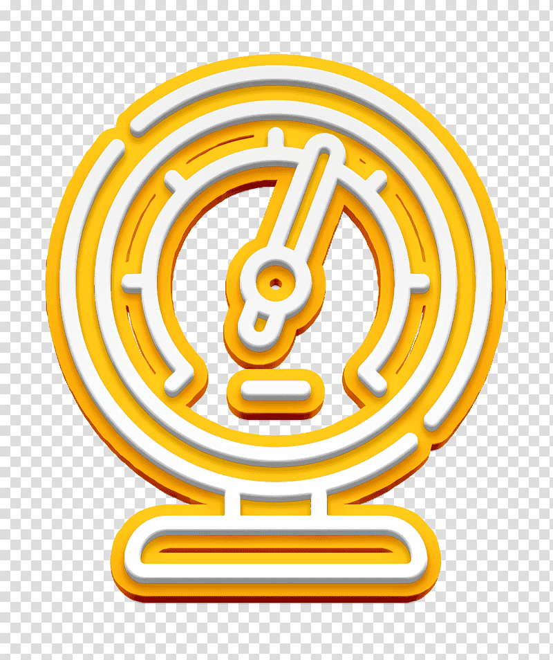 Pressure gauge icon Meter icon Manufacturing icon, Symbol, Chemical Symbol, Yellow, Line, Geometry, Science transparent background PNG clipart