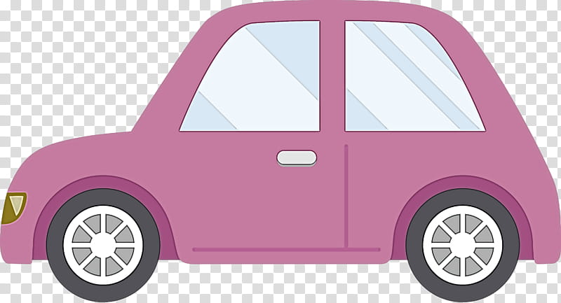 City car, Cartoon Car, Pink, Vehicle, Transport, Wheel, Vehicle Door, Magenta transparent background PNG clipart