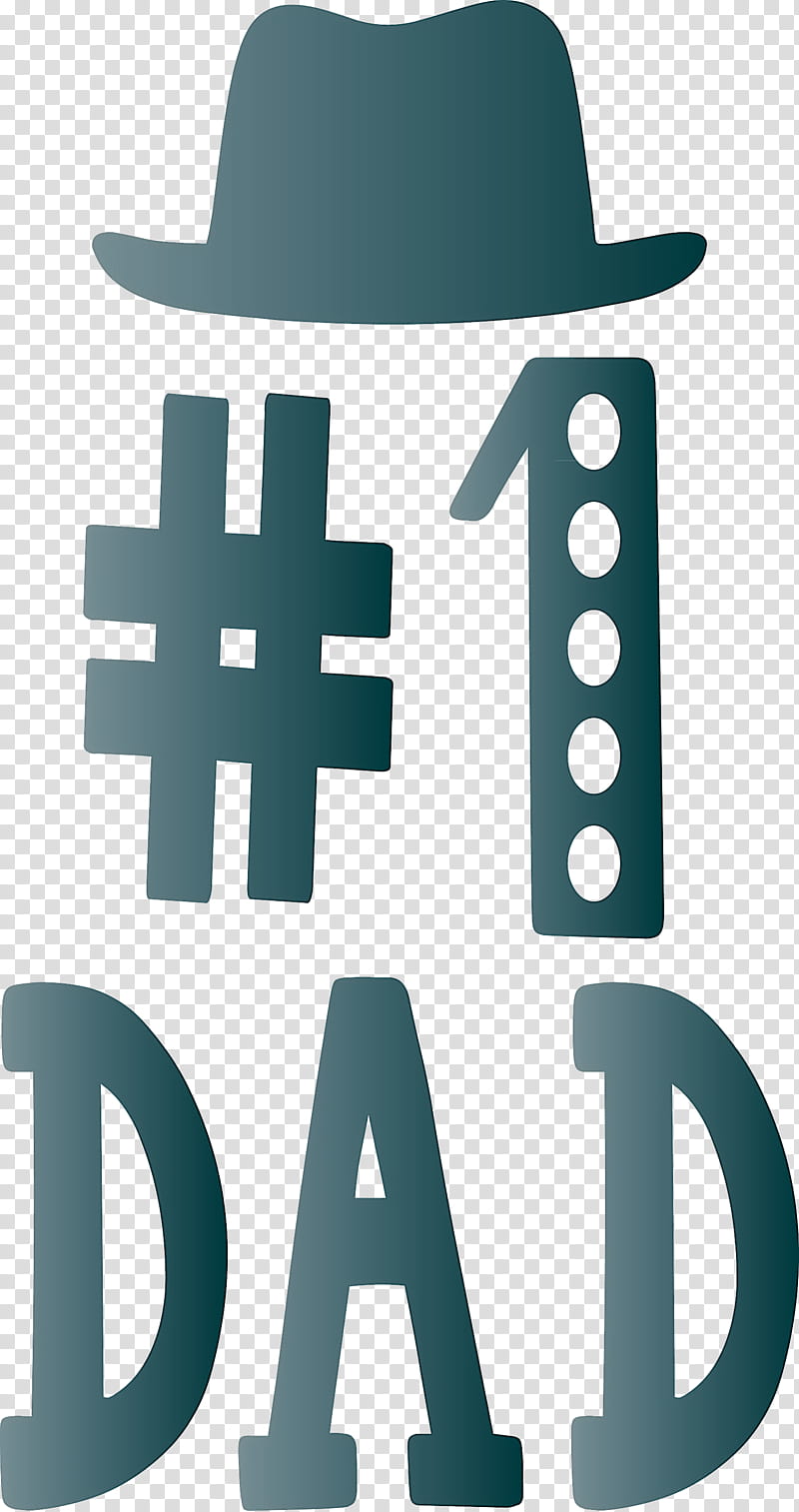 No1 dad Happy Fathers Day, Logo, Symbol, Headgear, Teal, Text transparent background PNG clipart