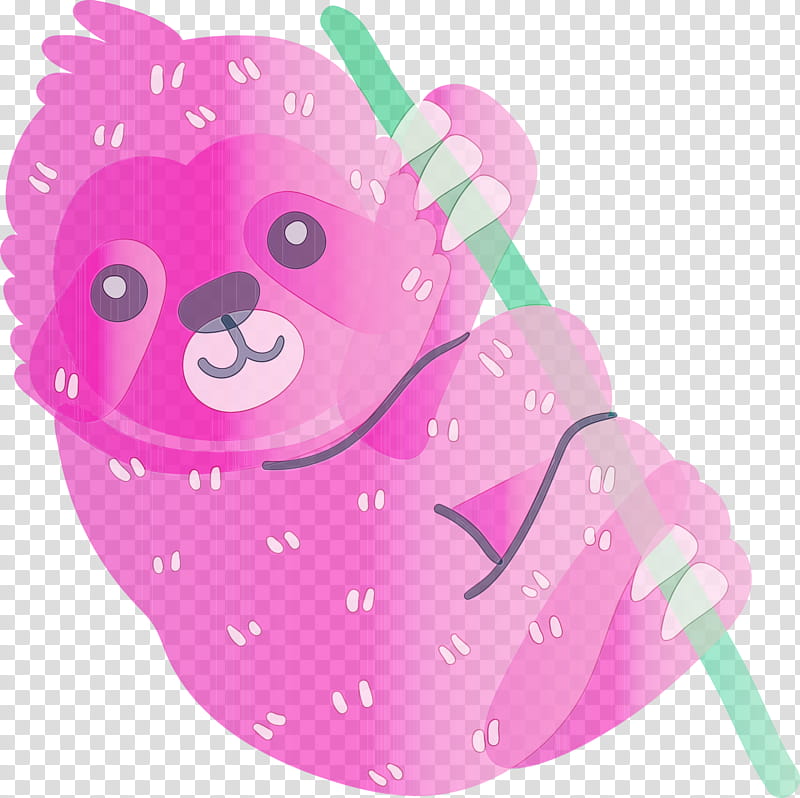 pink, Watercolor Sloth, Paint, Wet Ink transparent background PNG clipart