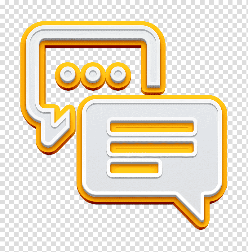 Chat icon Speech bubble icon Interface Icon Compilation icon, Multimedia Icon, Yellow, Line, Meter, Symbol, Mathematics transparent background PNG clipart